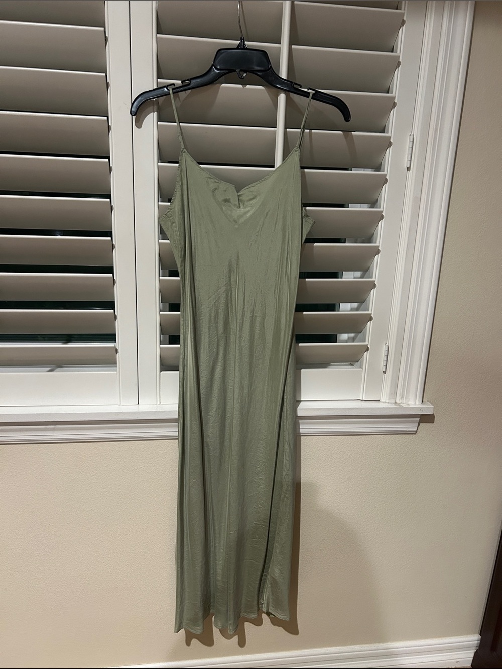 J. Crew Olive Slip Midi Dress with Spaghetti Straps